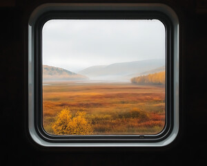 Autumn Train Journey Landscape.