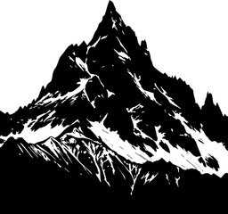 Naklejka premium Mount Everest Illustration: Black and White Majestic Peak