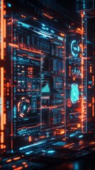Obraz premium Dark High-Tech Interface for Cyberpunk-Themed Investment Infographic 4
