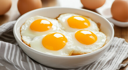 Tigela contendo ovos sobre uma mesa.