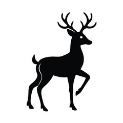 Prancing Deer Antlers Vector Silhouette
