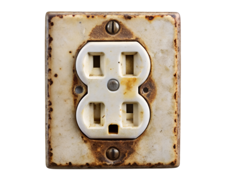 old electrical outlet isolated on white background. PNG Transparent file type with high definition quality And vibrant color grading Available.