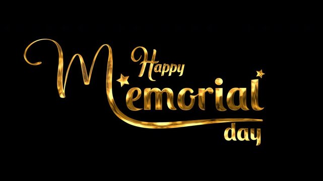 Happy Memorial Day Text Animation Gold Effect
