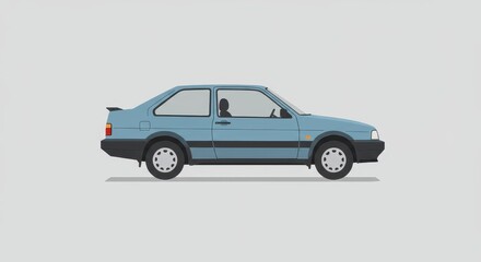 Naklejka premium Classic Compact Car Illustration: Light Blue Hatchback