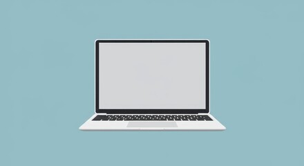 Minimalist Laptop Illustration on Light Blue Background