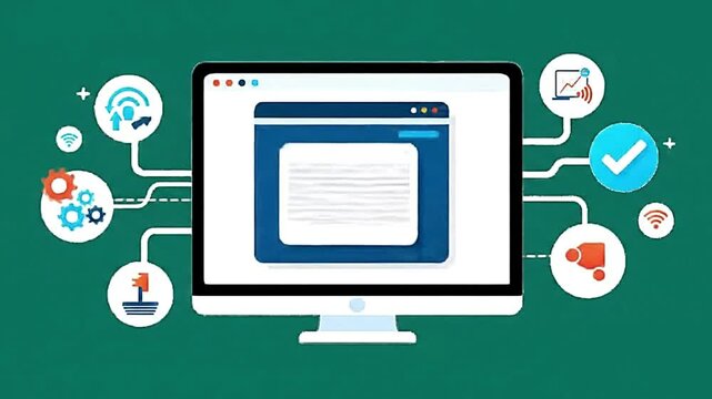 animation video clip showcasing content management (CMS) software for business websites. Highlights marketing technology, seamless communication, and effective content organization