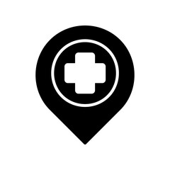 Medical Location Icon With Cross Symbol for Healthcare and Emergency Concept