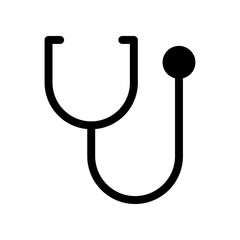 Simple Black Illustration of Stethoscope Icon, Representing Healthcare and Medicine