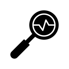 Magnifying Glass with Heartbeat Icon Depicting Monitoring Concept