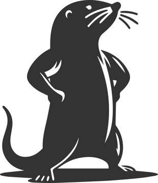 black otter standing proud clip art preview