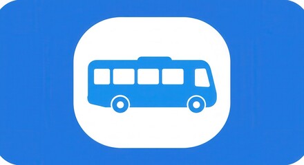 Bus Icon: Public Transport Symbol in Blue & White