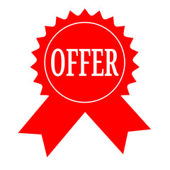 Exclusive Red Ribbon Offer Badge Special Promotion, Discount, Deal, Sale, Incentive