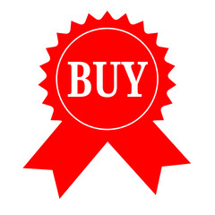 Red Buy Ribbon Badge Premium Vector Graphic for Purchase, Shopping, and E-commerce