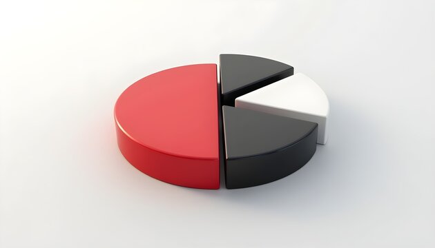 A red and black pie chart on a plain white background