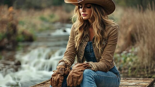 young woman in cowboy hat