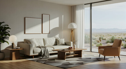 Fototapeta premium modern, living room, interior design, Modern Desert Living Room Interior Design