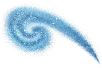  swirl of shimmering sparkling blue dust isolated on white background