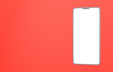 3D素材_スマートフォン_シルバー_赤