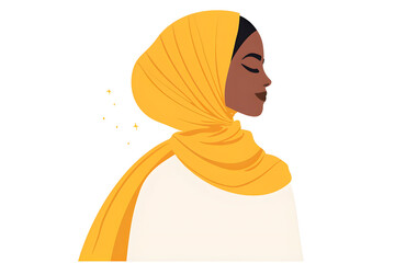 Flat Illustration of Woman in Hijab Isolated On White Background