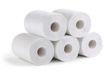Rolls of White Paper Towels Isolated On White Background