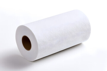 Fototapeta premium Roll of White Paper Towels Isolated On White Background
