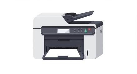 White Multifunction Printer Isolated on White Background