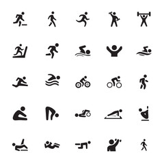 Shopping Mall and Public Icons Set Running and walking people icons, people symbol, icons of people, running icon, walking people icon, stroke, customizable