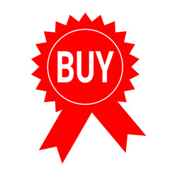 Red Buy Now Badge Premium Vector Illustration for E-commerce, Online Shopping, and Sales Promotion