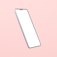 3D素材_スマートフォン_シルバー_ピンク