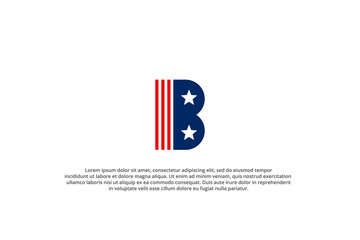 letter capital b american usa flag star logo