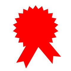 Red Award Ribbon Rosette Badge Seal Emblem Vector Illustration Graphic Design Element