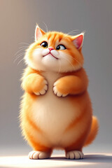 Cute chubby cartoon cat standing