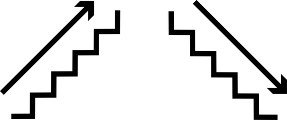 stairs up down icon. stairway sign. stairs icon upward and downward. way direction with arrow. Career path symbol
