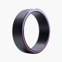Futuristic Black Ring with Neon Pink Inner Glow - Technology and Fashion Accessory