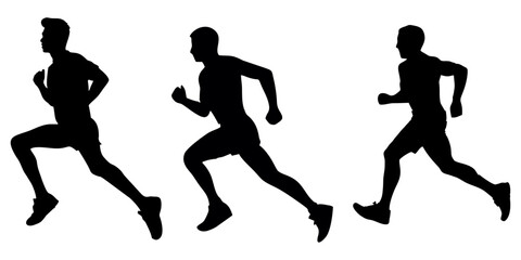 Silhouette of a man running vector illustration. Perfect for fitness, sport, marathon, training, workout, athletics, health, lifestyle, or motion-themed designs and promotional materials.