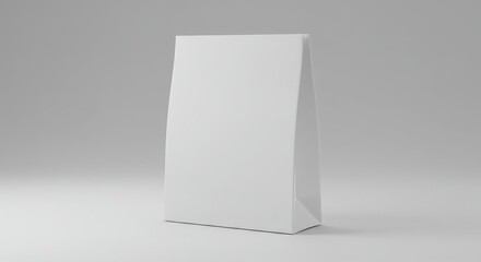 Isolated White Paper Bag Mockup on Light Gray Background