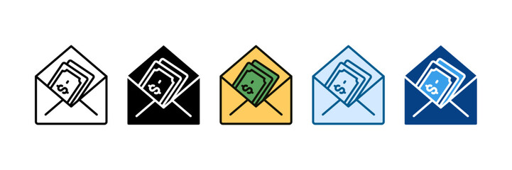 Money Envelope Icon Set Multiple Style Collection
