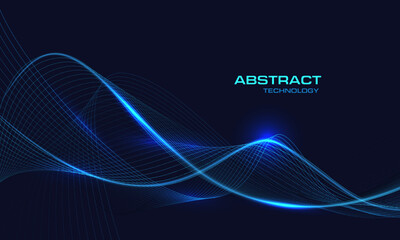 Abstract technology blue light wave curve design modern futuristic creative background vector