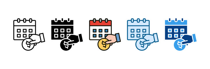 Payday Calendar Icon Set Multiple Style Collection