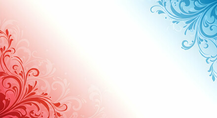 background,  red,  blue, Red and Blue Floral Corner Design Background