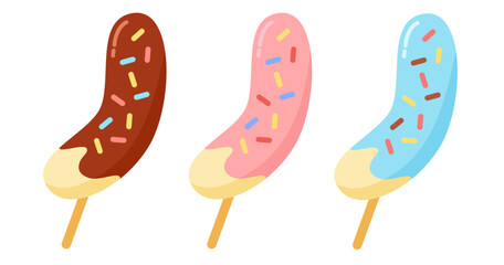 チョコバナナ 夏祭りの屋台セット 食べ物イラスト アイコン