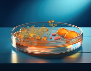 Laborschale mit N&auml;hrl&ouml;sung (inspiriert von &bdquo;Zellnahrung&ldquo;)