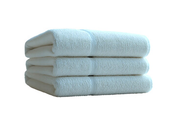 Soft white hotel bath towels stacked clean fresh