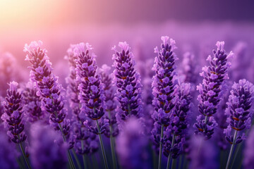 Fototapeta premium Lavender flowers basking in sunlight.