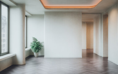 Modern interior of an empty room with natural light and minimal decor