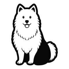 White Samoyed Dog Sitting Isolated Clipart