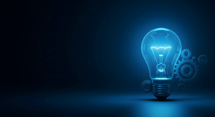 light bulb,  idea,  innovation, Illuminated Idea Light Bulb with Gears