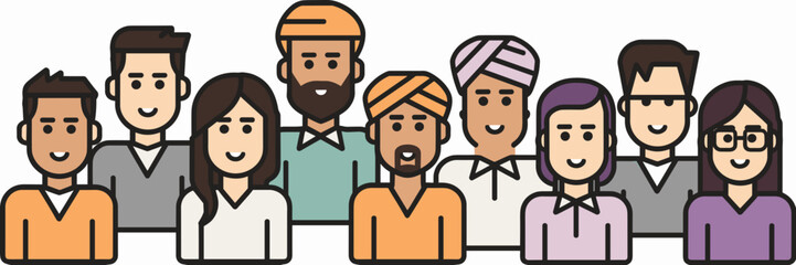 Obraz premium Vector icon sheet of diverse characters – Perfect for inclusivity campaigns, avatars, or community apps