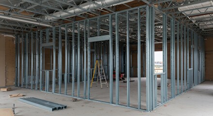 Interior Metal Framing of a Building Under Construction