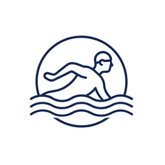 swimming in the water line art icon